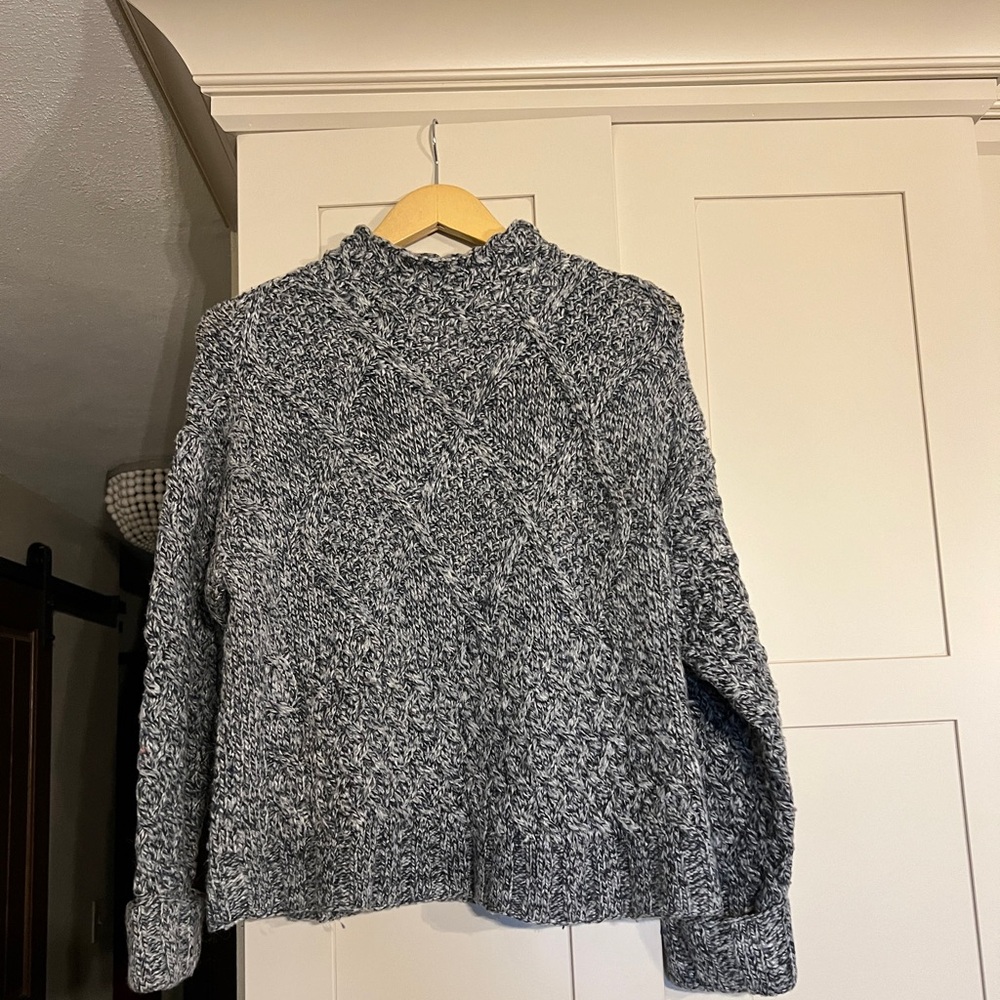 Express tricot hand knitted chunky sweater, black gray in color, size XS